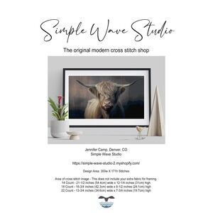 Highland Cow‎ Full Cover Landscape Counted Cross Stitch Leaflet Chart